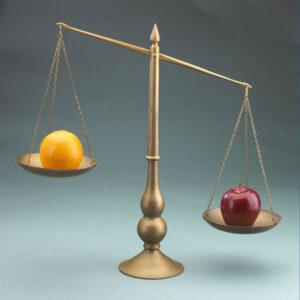 Scale with apples and oranges